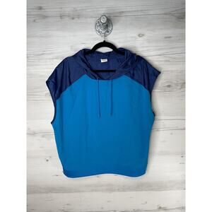 Avia Hoodie Womens Large 12-14 Blue Colorblock Short‎ Sleeve Pullover Athletic